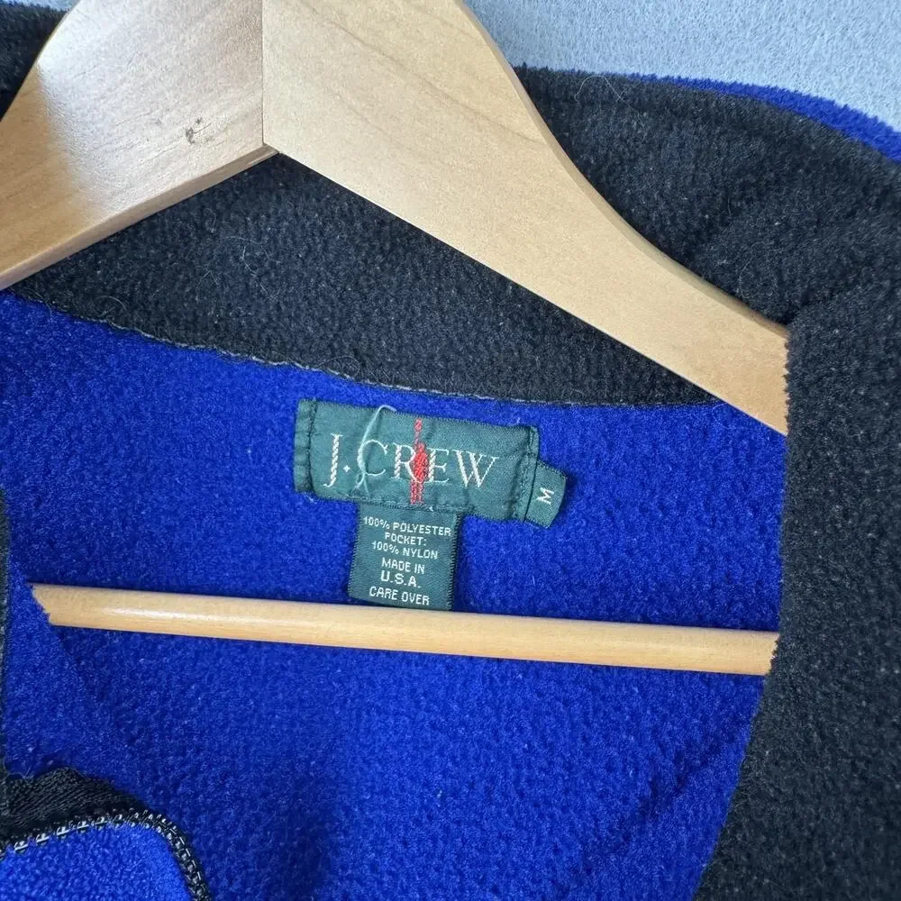 Vintage J Crew Jacket Mens Medium Blue Fleece 1/4 Zip Pullover USA Oarsman